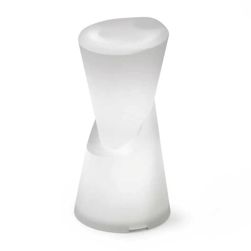 Sgabello da Esterno Luminoso in Polietilene Bianco Made in Italy - Fragola Viadurini