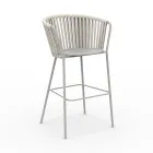 Sgabello da Giardino in Acciaio Inox e Schienale in Corda - Luxura Viadurini