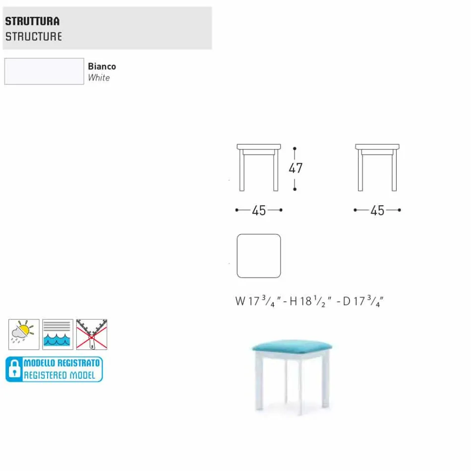 Sgabello da giardino Varaschin System in tessuto imbottito e alluminio Viadurini