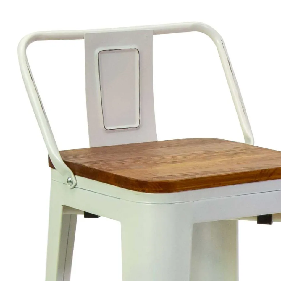 Sgabello da Interno e Esterno in Ferro e Legno - Cancelleria Viadurini