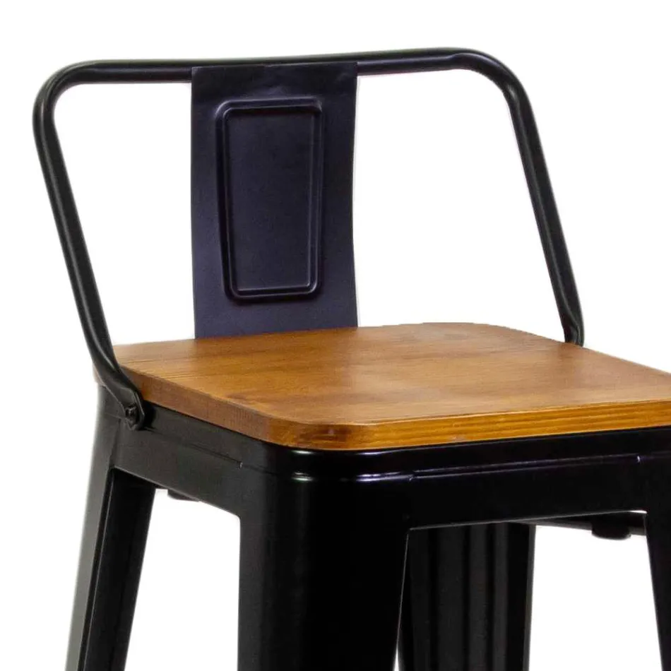 Sgabello da Interno e Esterno in Ferro e Legno - Cancelleria Viadurini