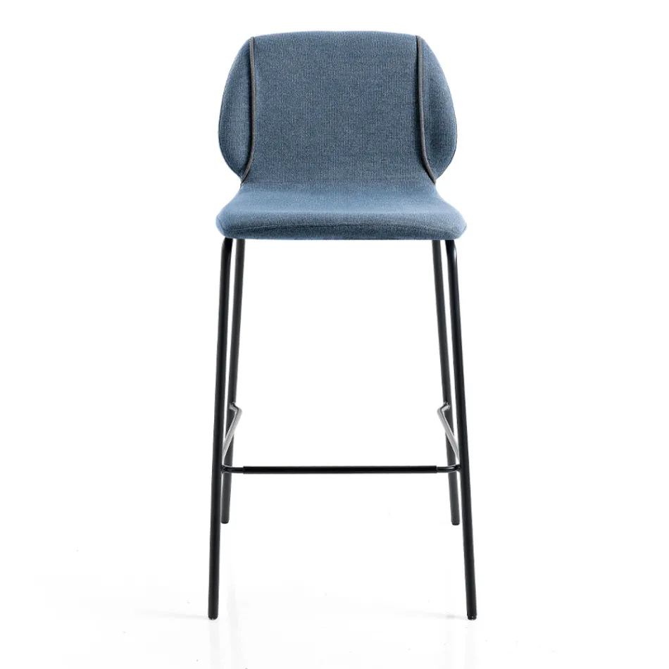 Sgabello da Soggiorno Design Moderno Elegante in Tessuto con Bordino - Scarat Viadurini