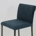 Sgabello da Soggiorno in Similpelle e Struttura in Nikel Made in Italy - Cleto Viadurini