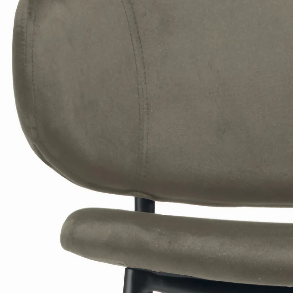 Sgabello da Soggiorno Realizzato in Acciaio e Velluto Made in Italy - Rimini Viadurini