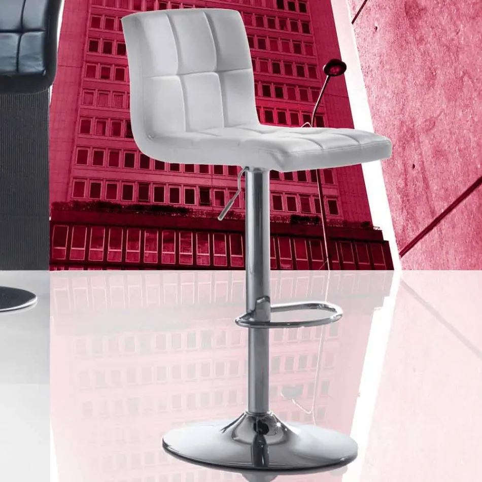 Sgabello Design Moderno Alzabile, Sedile in Ecopelle - Delfina Viadurini