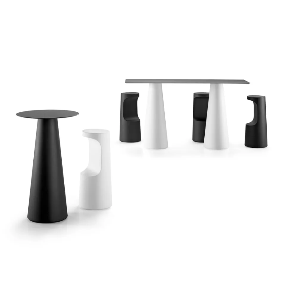 Sgabello di Design Alto in Polietilene Opaco da Esterno Made in Italy - Forlina Viadurini