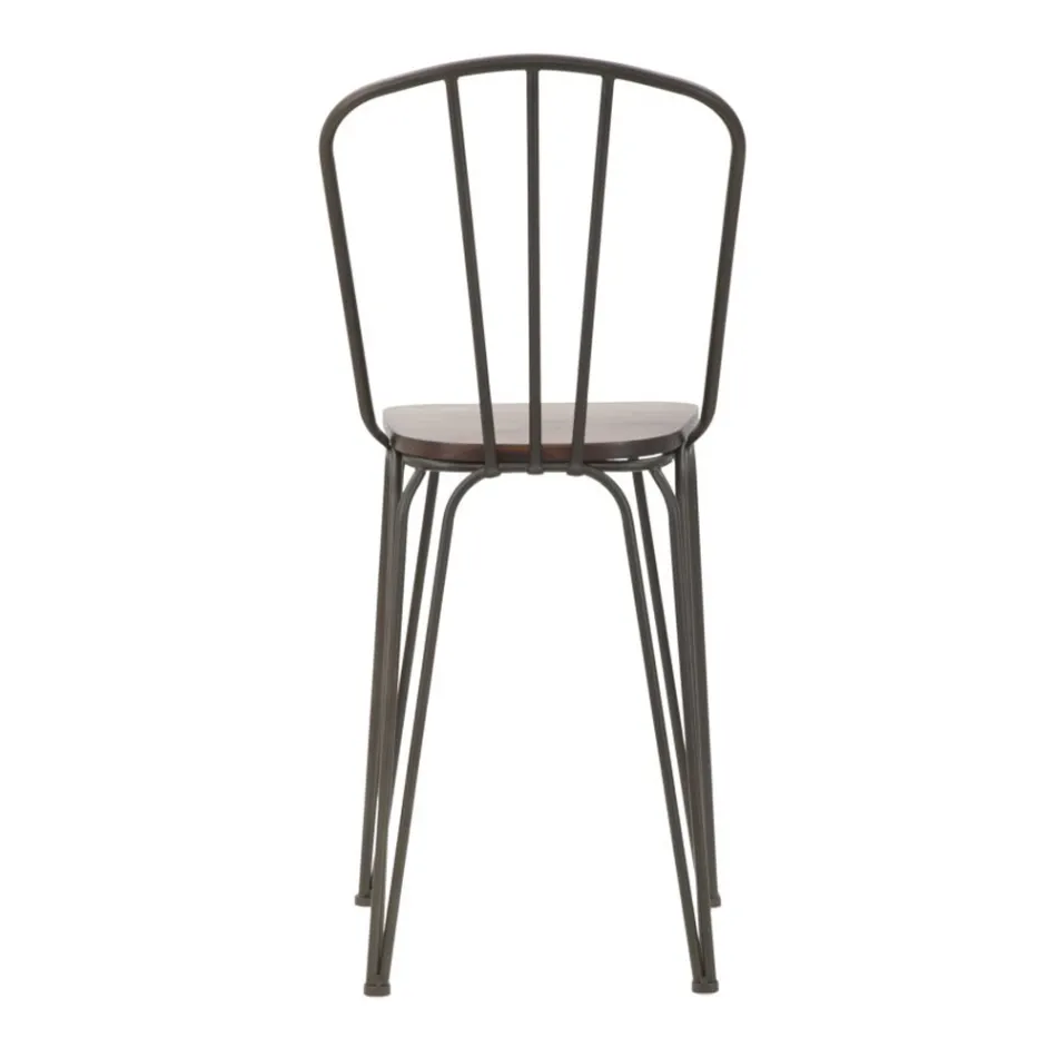 Sgabello di Design Moderno in Stile Industrial in Ferro e Legno, 2 Pezzi - Erika Viadurini