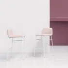 Sgabello di Lusso Rivestito in Tessuto con Base in Metallo Made in Italy - Molde Viadurini