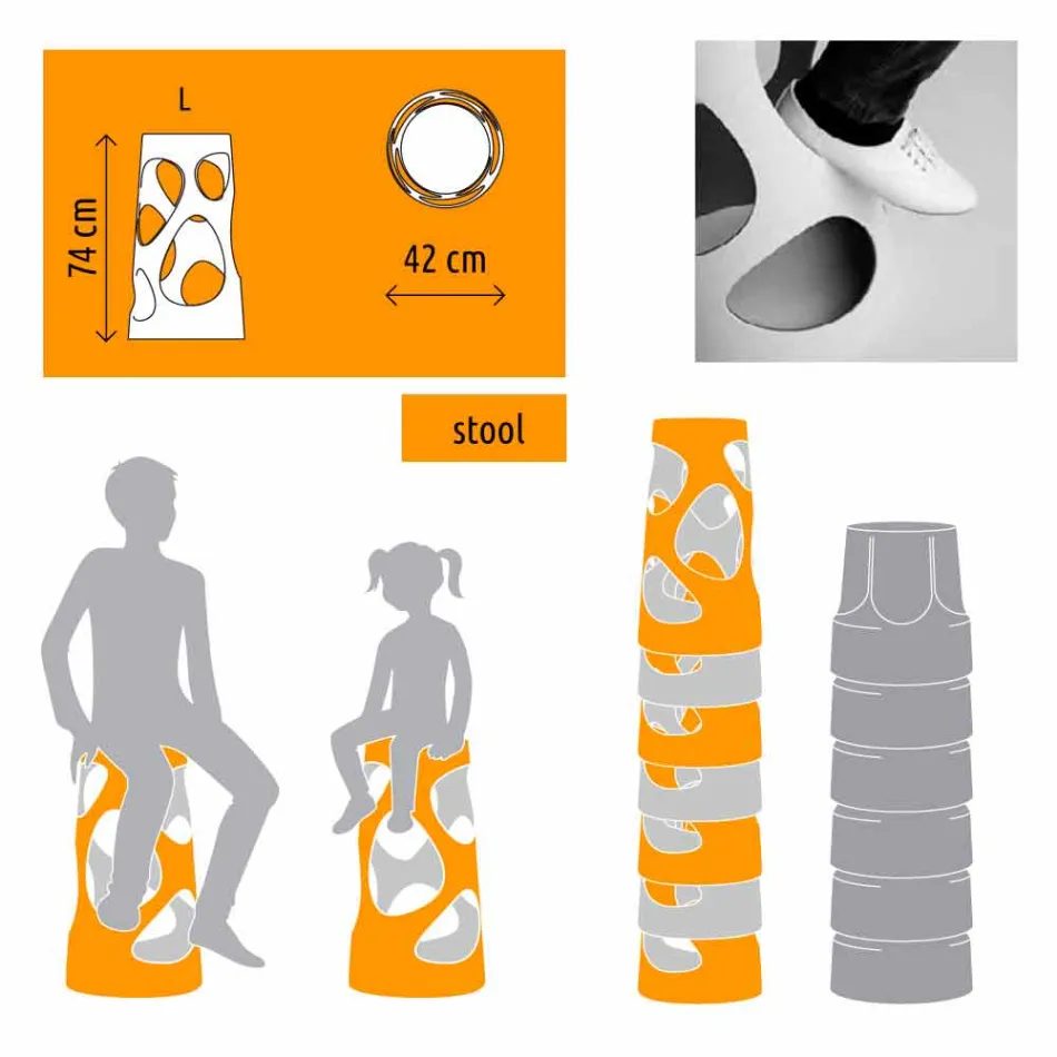 Sgabello Esterno o Interno Impilabile Bianco o nero 2 Pezzi - Liberty by Myyour Viadurini