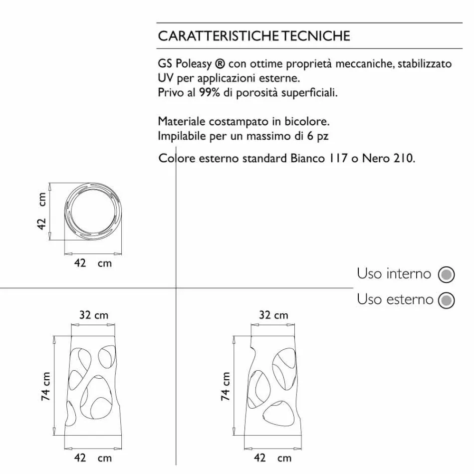 Sgabello Esterno o Interno Impilabile Bianco o nero 2 Pezzi - Liberty by Myyour Viadurini