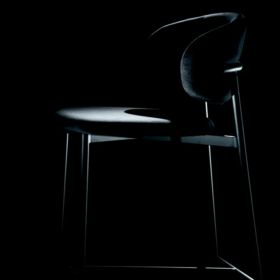 Sgabello Fisso con Seduta e Schienale in Velluto Made in Italy - Cagliari Viadurini