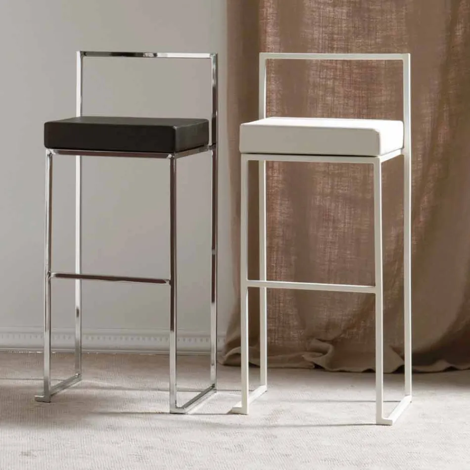 Sgabello Fisso in Ecopelle, Design Moderno H 65 cm- Alina Viadurini