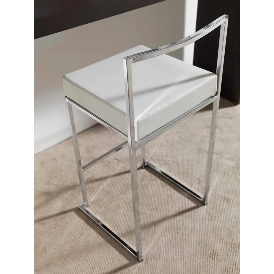 Sgabello Fisso in Ecopelle, Design Moderno H 65 cm- Alina Viadurini