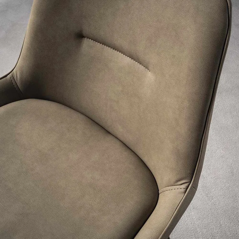 Sgabello Fisso Moderno con Seduta in Ecopelle H 65 cm - Ines Viadurini