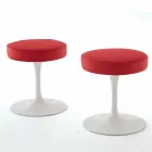 Sgabello Girevole in Alluminio Laccato con Seduta in Pelle Made in Italy - Dacia Viadurini