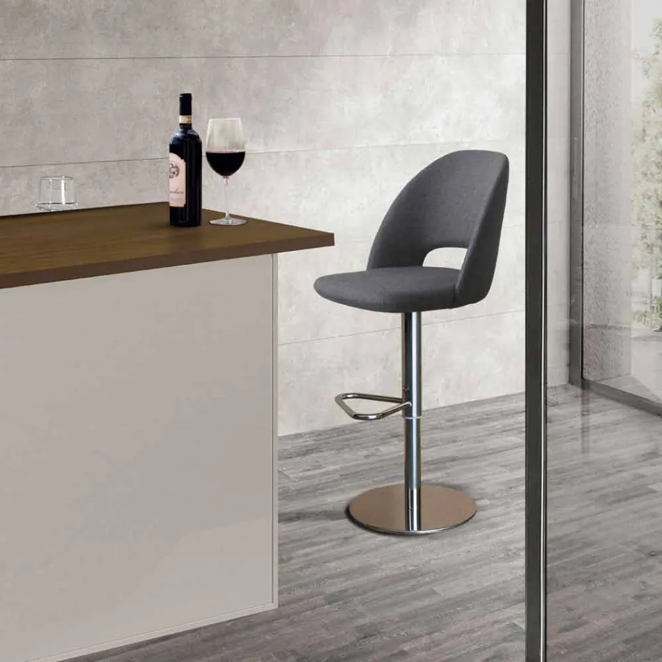 Sgabello Girevole in Tessuto e Acciaio con Alzata a Gas Made in Italy - Marchesi Viadurini