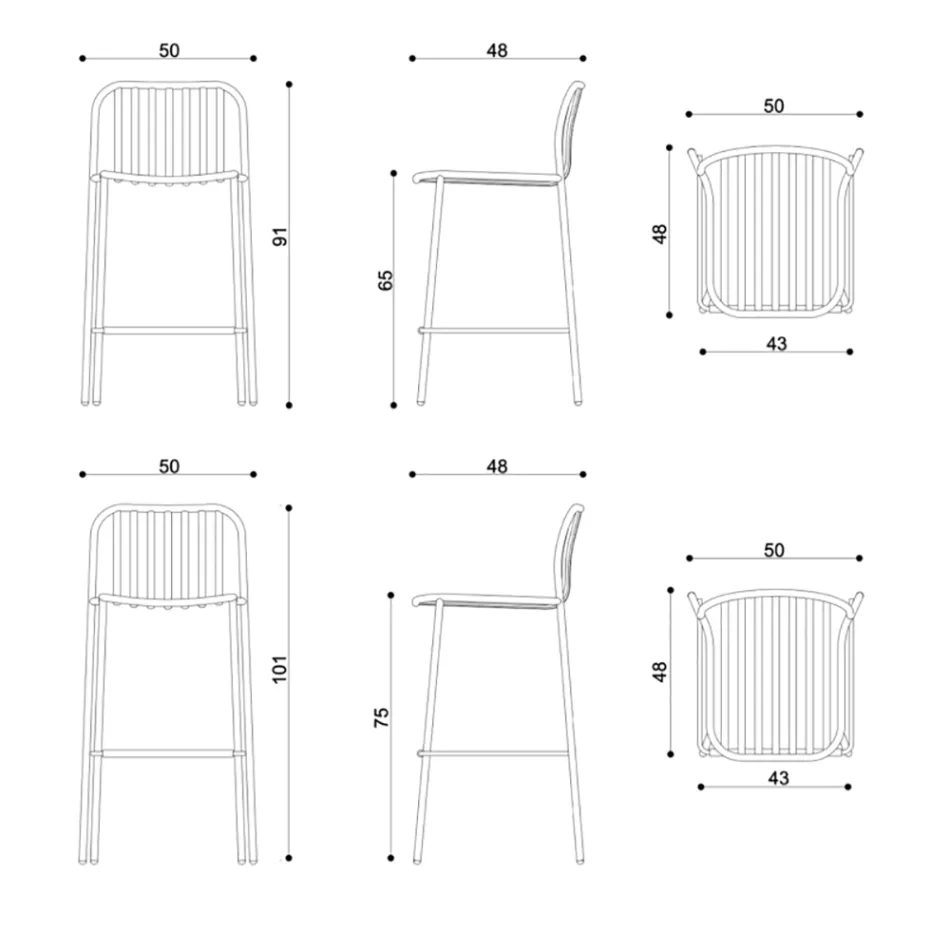Sgabello Impilabile da Esterno in Metallo Made in Italy 2 Pezzi - Simply Viadurini