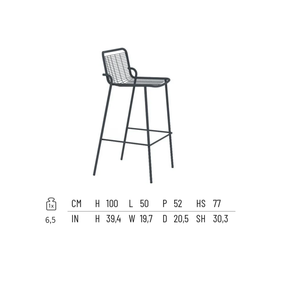 Sgabello Impilabile da Esterno in Metallo Made in Italy 2 Pezzi - Vikas Viadurini