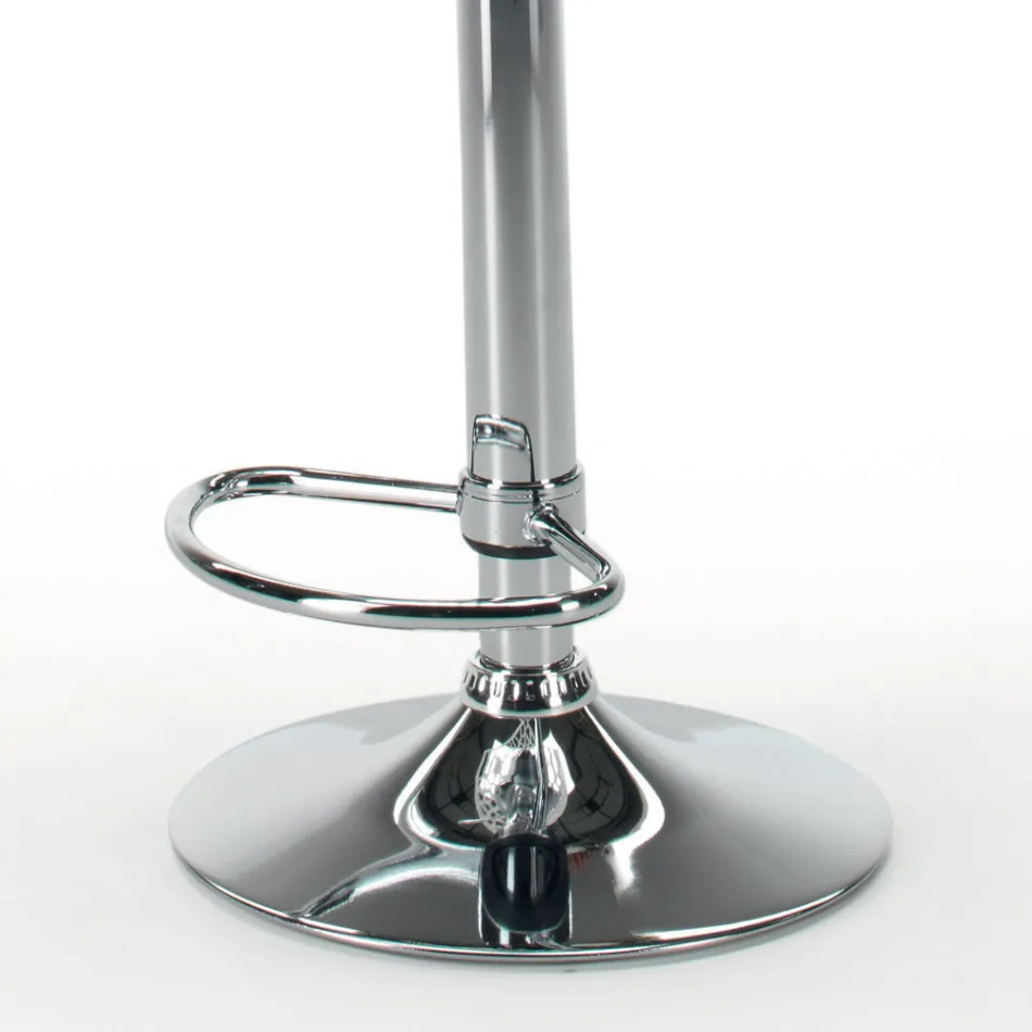 Sgabello in Ecopelle e Acciaio con Alzata a Gas Made in Italy - Lorenza Viadurini