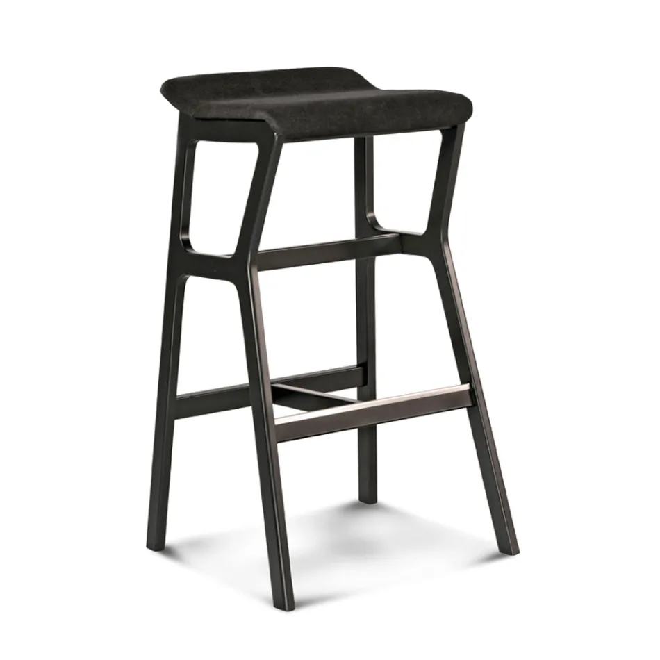 Sgabello in Faggio Massello con Seduta in Tessuto  Made in Italy - Ratisbona Viadurini