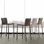 Sgabello in metallo e acciaio e ecopelle moderno fatto in Italia Prato Viadurini