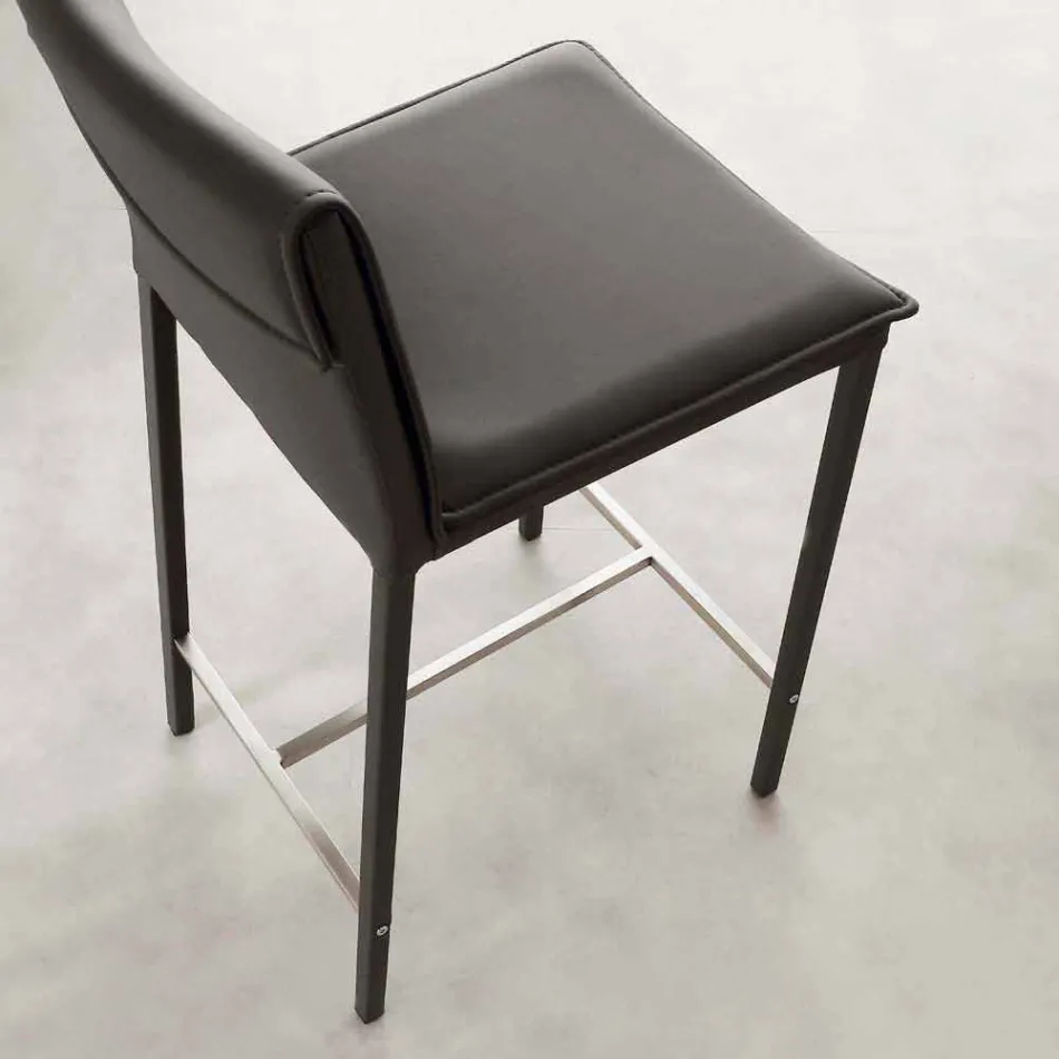 Sgabello in metallo e acciaio e ecopelle moderno fatto in Italia Prato Viadurini