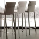 Sgabello in metallo e acciaio e ecopelle moderno fatto in Italia Prato Viadurini