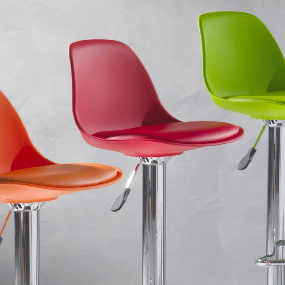 Sgabello in Polipropilene, Design Moderno e Alzabile - Rosa Viadurini