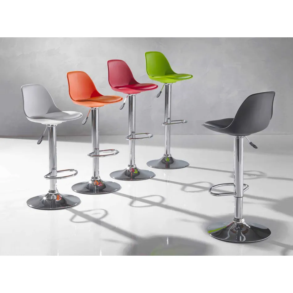 Sgabello in Polipropilene, Design Moderno e Alzabile - Rosa Viadurini