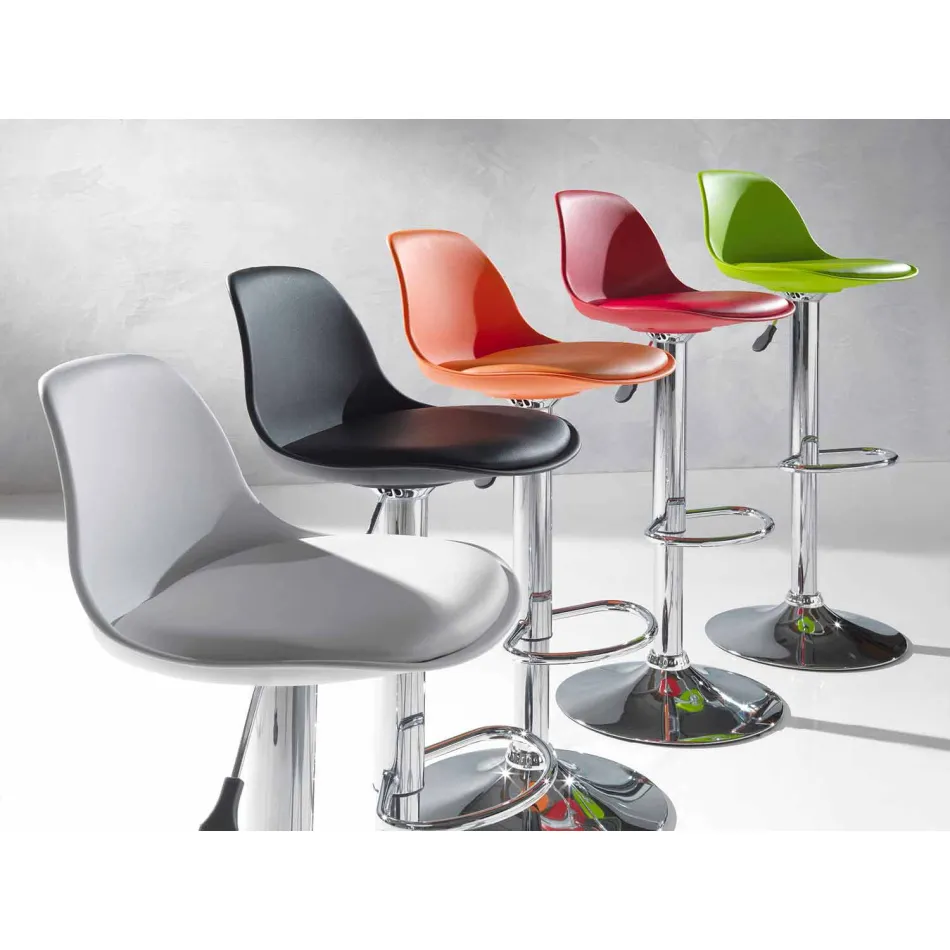 Sgabello in Polipropilene, Design Moderno e Alzabile - Rosa Viadurini