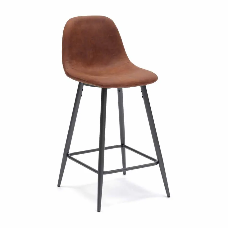 Sgabello in similpelle e metallo design moderno Gino Viadurini