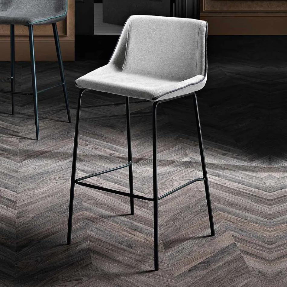 Sgabello in Tessuto e Metallo Colorato Moderno Made in Italy - Marianet Viadurini