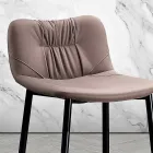 Sgabello in Tessuto Fibrato Effetto Pelle e in Metallo Made in Italy - Gohan Viadurini