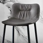 Sgabello in Tessuto Fibrato Effetto Pelle e in Metallo Made in Italy - Gohan Viadurini