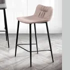 Sgabello in Tessuto Fibrato Effetto Pelle e in Metallo Made in Italy - Gohan Viadurini