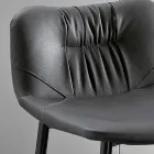 Sgabello in Tessuto Fibrato Effetto Pelle e in Metallo Made in Italy - Gohan Viadurini