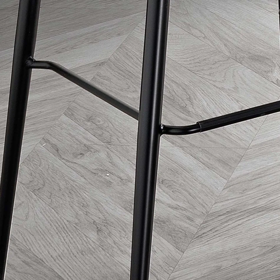 Sgabello in Tessuto Fibrato Effetto Pelle e in Metallo Made in Italy - Gohan Viadurini