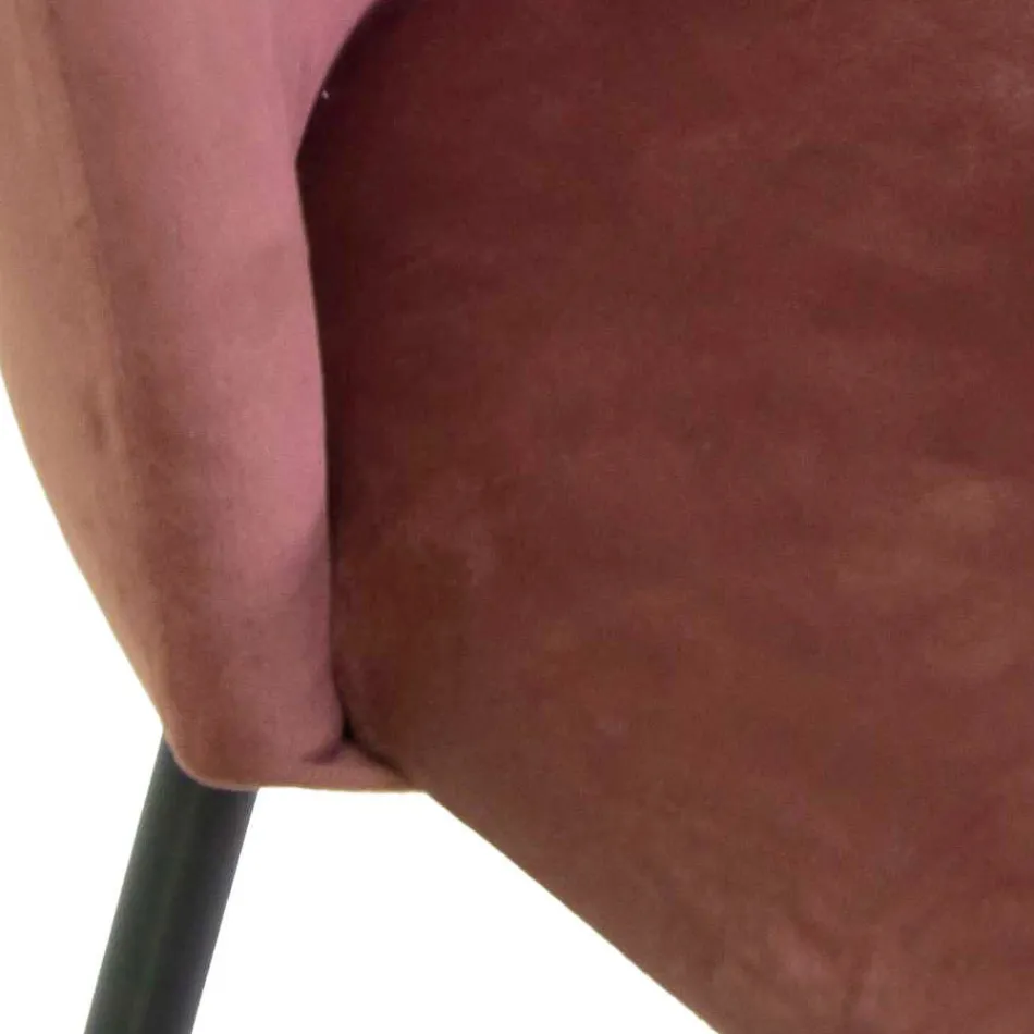 Sgabello in Velluto e Struttura in Metallo di Diverse Finiture - Penna Viadurini