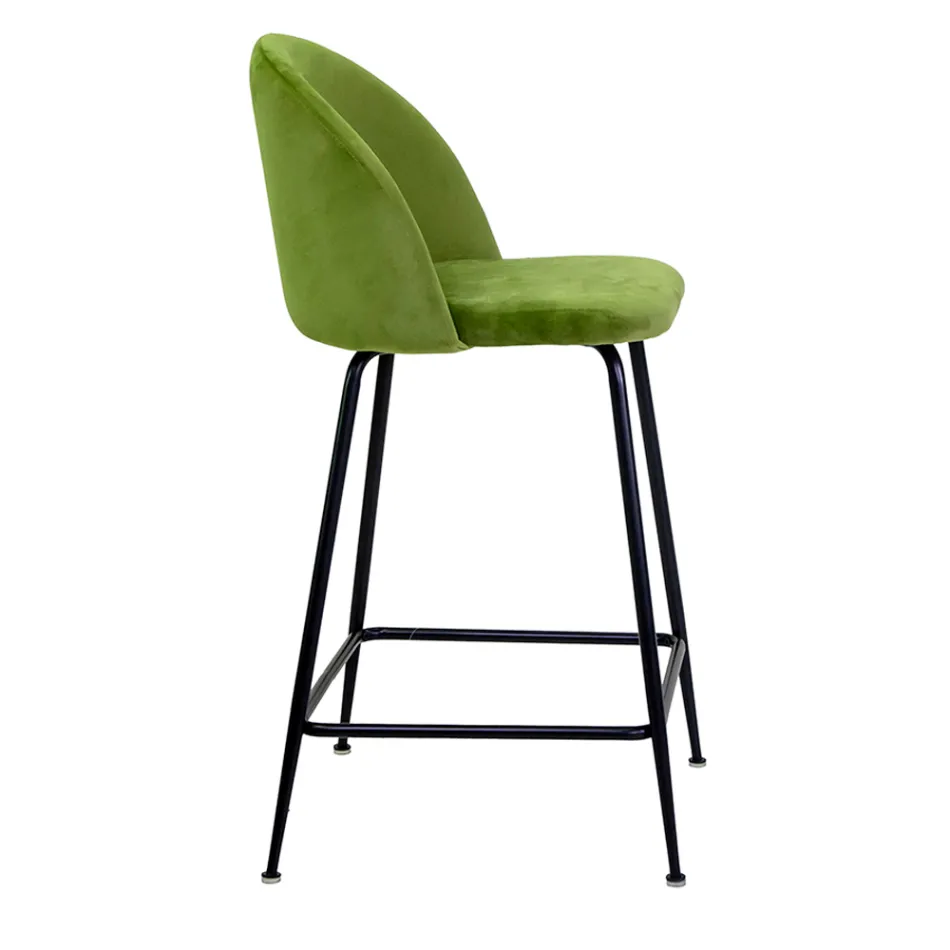 Sgabello in Velluto e Struttura in Metallo di Diverse Finiture - Penna Viadurini