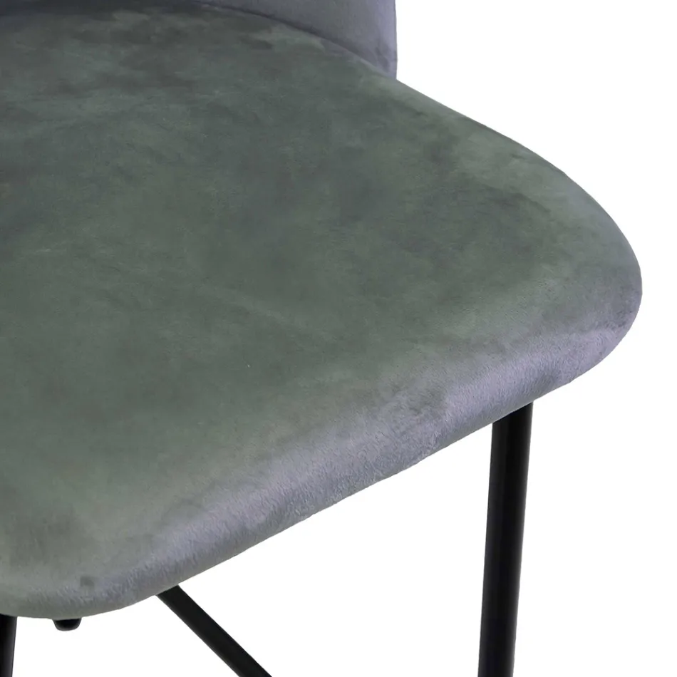 Sgabello in Velluto e Struttura in Metallo di Diverse Finiture - Penna Viadurini