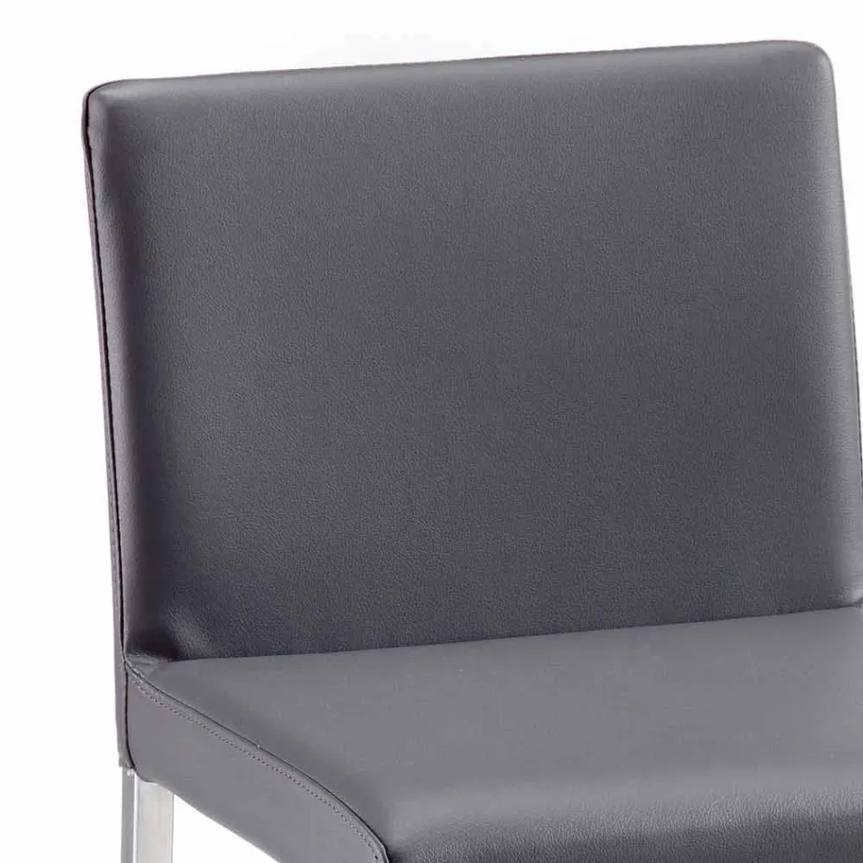 Sgabello moderno in ecopelle H 94 cm Alwyn,fatto interamente in Italia Viadurini