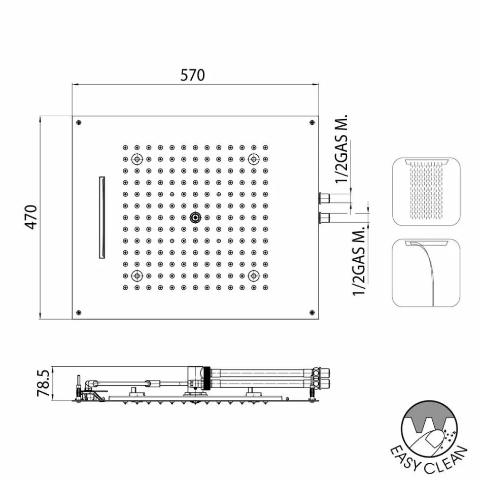 Soffione doccia a due diversi getti dal design moderno Dream Viadurini