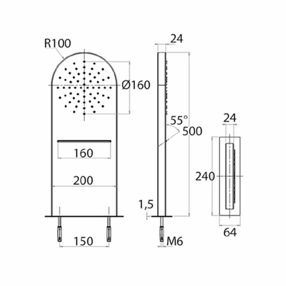 Soffione Doccia da Parete con Getto a Doccia e Cascata Made in Italy - Como Viadurini