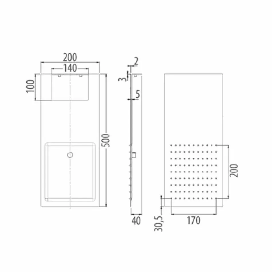 Soffione Doccia da Parete in Acciaio con Doppio Getto Made in Italy - Cartesio Viadurini