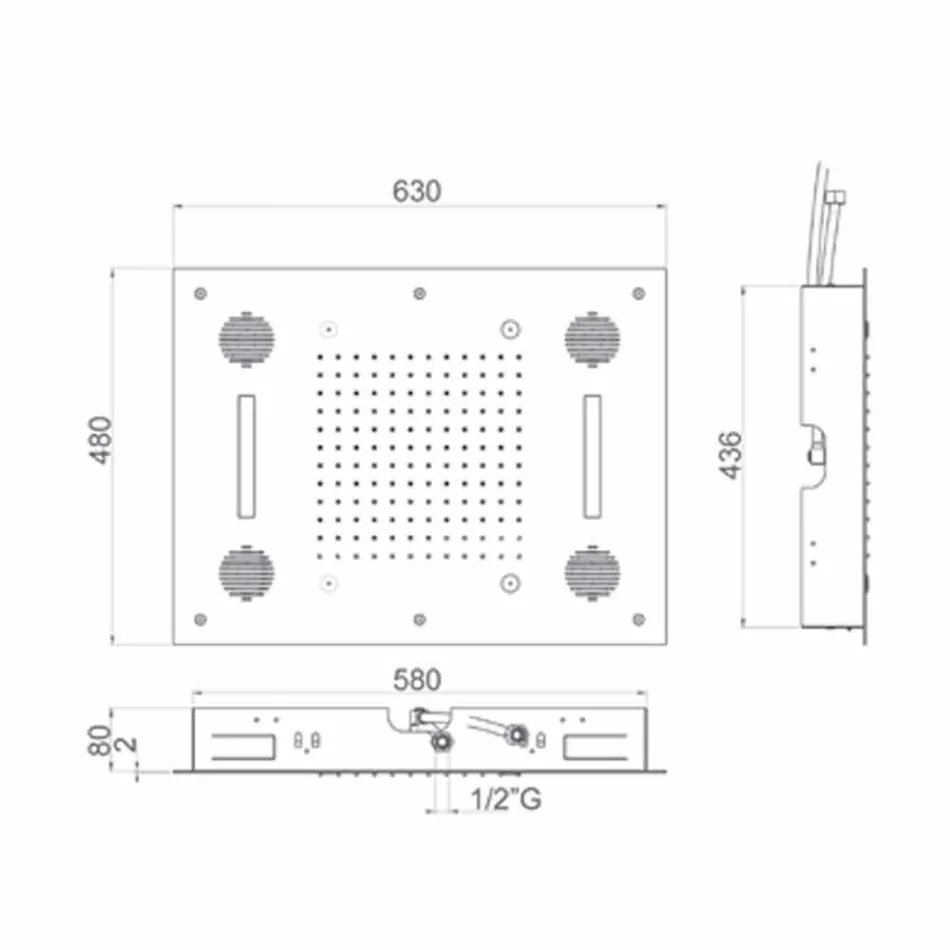 Soffione Doccia in Acciaio con Cromoterapia e Bluetooth Made in Italy - Elbo Viadurini