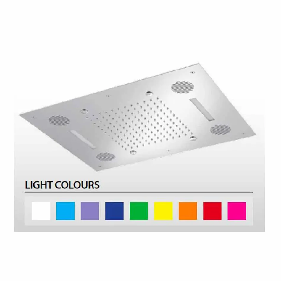 Soffione Doccia in Acciaio con Cromoterapia e Bluetooth Made in Italy - Elbo Viadurini