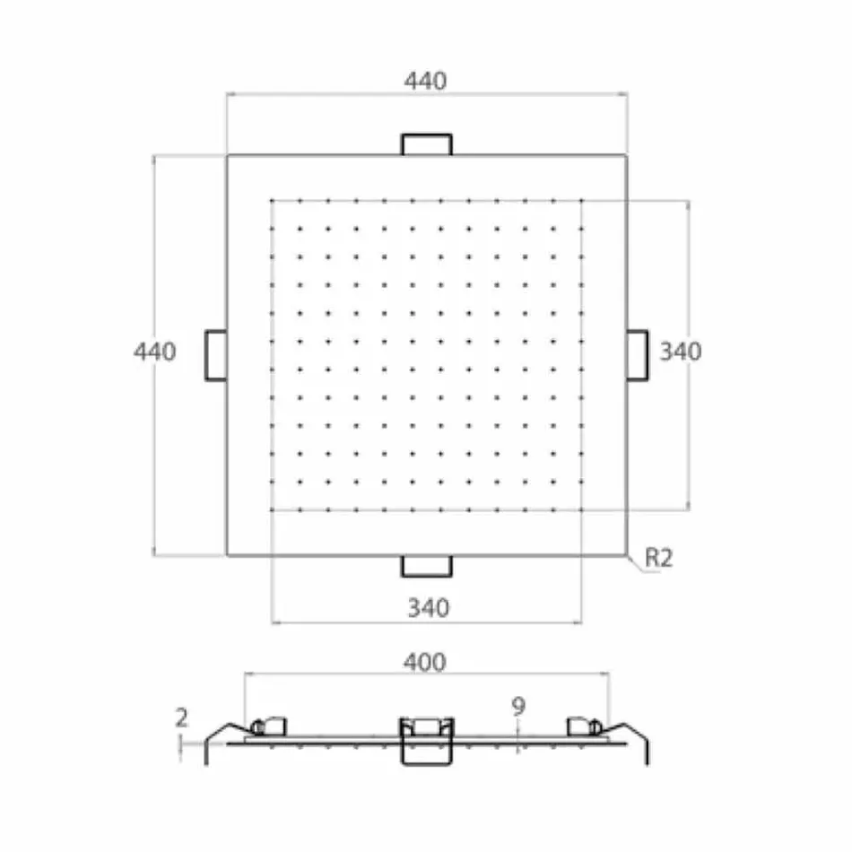 Soffione Doccia Quadrato da Soffitto in Acciaio Made in Italy - Amido Viadurini