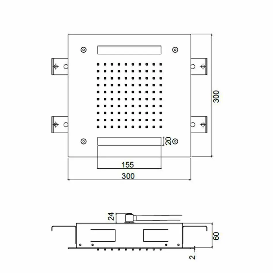 Soffione Doccia Quadrato in Acciaio Inox con Cromoterapia Made in Italy - Bilbo Viadurini