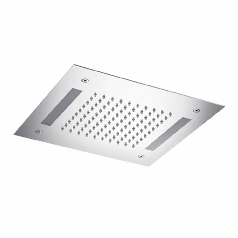 Soffione Doccia Quadrato in Acciaio Inox con Cromoterapia Made in Italy - Bilbo Viadurini