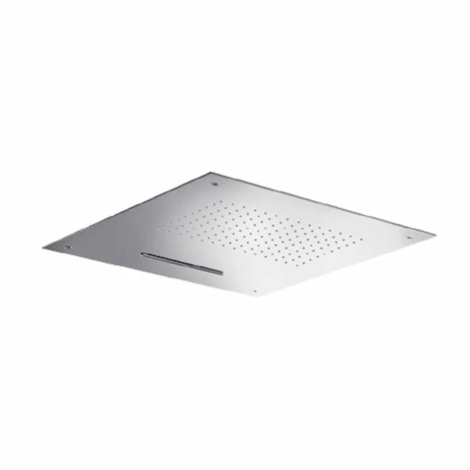 Soffione Doccia Quadrato in Acciaio Inox con Doppio Getto Made in Italy - Nello Viadurini